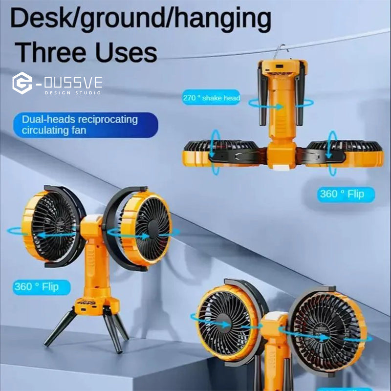 G-OUSSVE｜360-Degree Rotating Dual-Head Fan with Oscillation