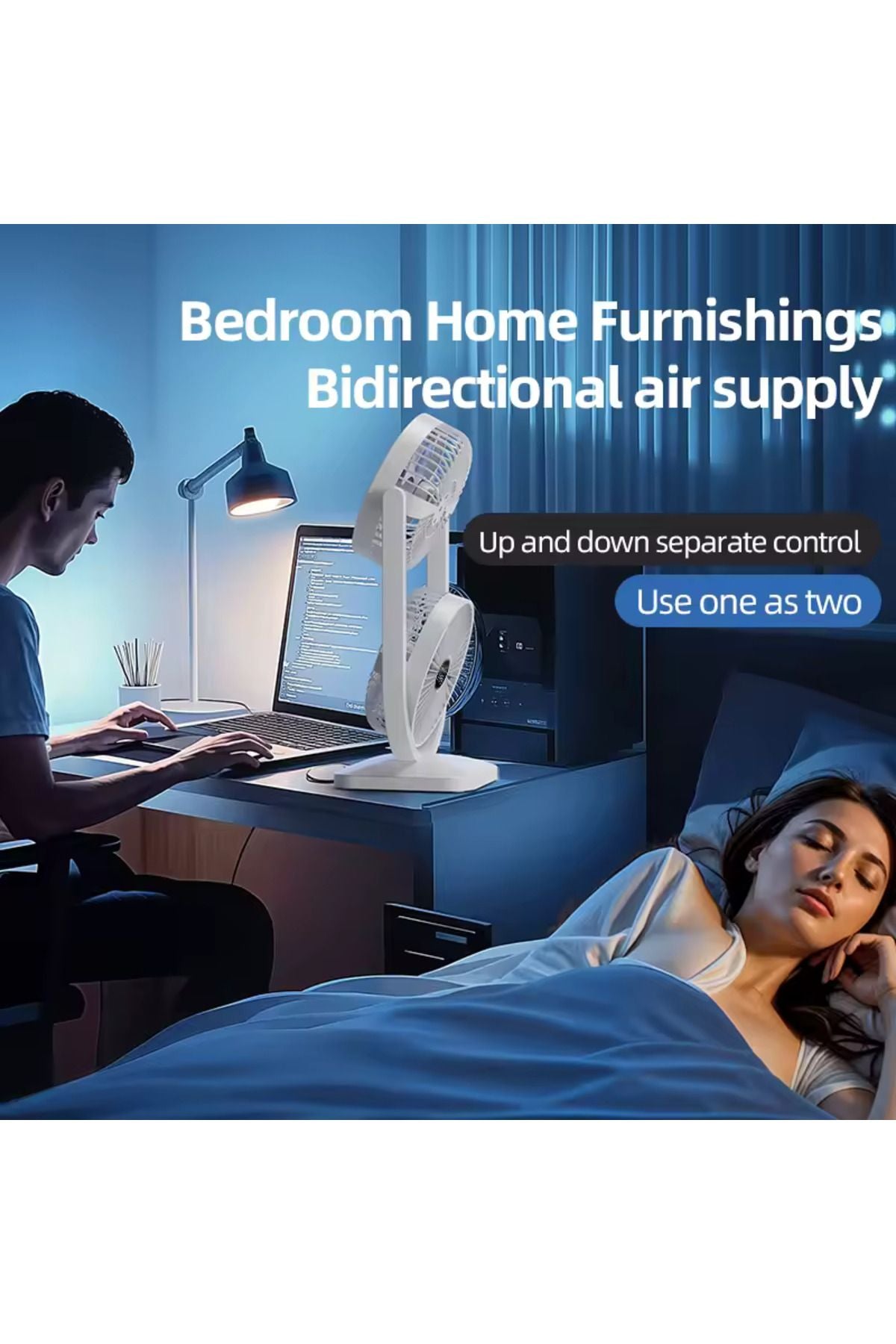 Airstorr  2 in 1 Dual Head Fan Ideal for Indoor and Outdoor Separate Up Down Control, Two Way Cooling