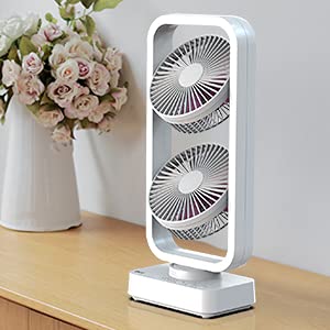 Forty4 10000mAh Oscillating Battery Operated Fan with Dual Headsless Portable USB Fan