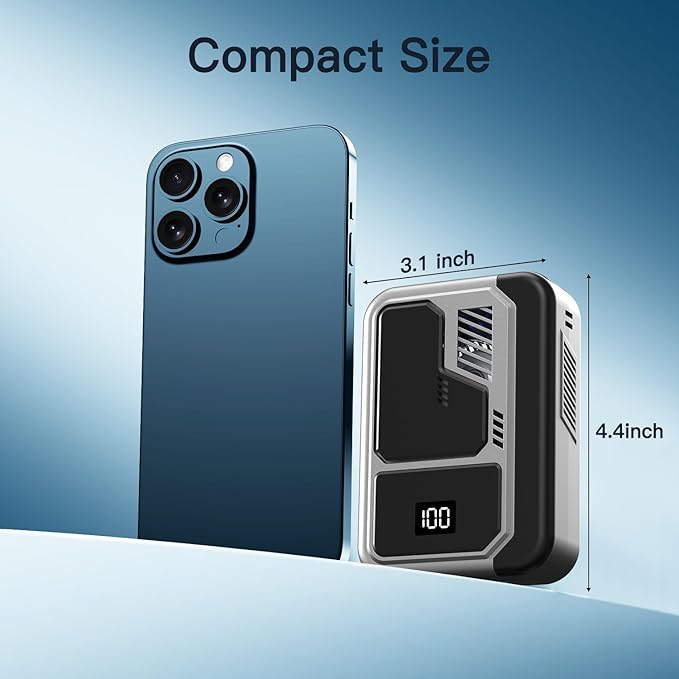 4-in-1 Portable Waist Fan Hands-Free Waist Clip for Work Outdoor Travel (Grey)