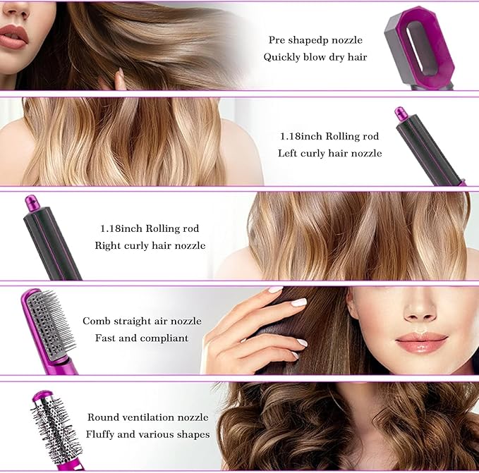 5-in-1 Hot Air Hair Dryer and Curler Tool Set