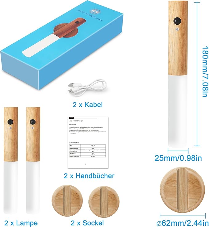 Wooden Wall Light with Motion Sensor