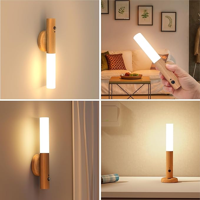 Wooden Wall Light with Motion Sensor
