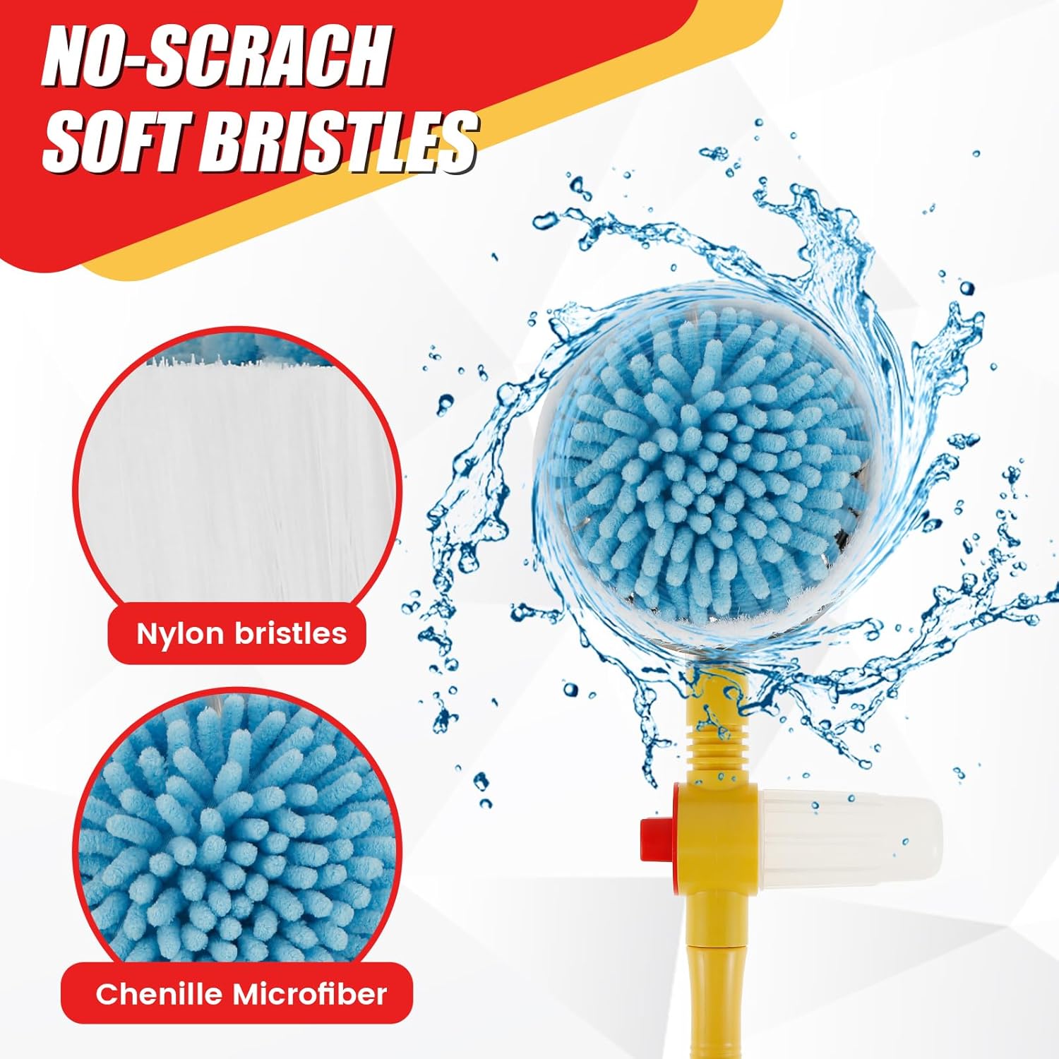 Car Wash Brush Kit 360° Auto Rotating Car Cleaning Brush with Foam Bottle 39'' Long Handle Chenille Car Cleaning Brush Mop High Pressure Car Scrub Brush With Hose Attachment