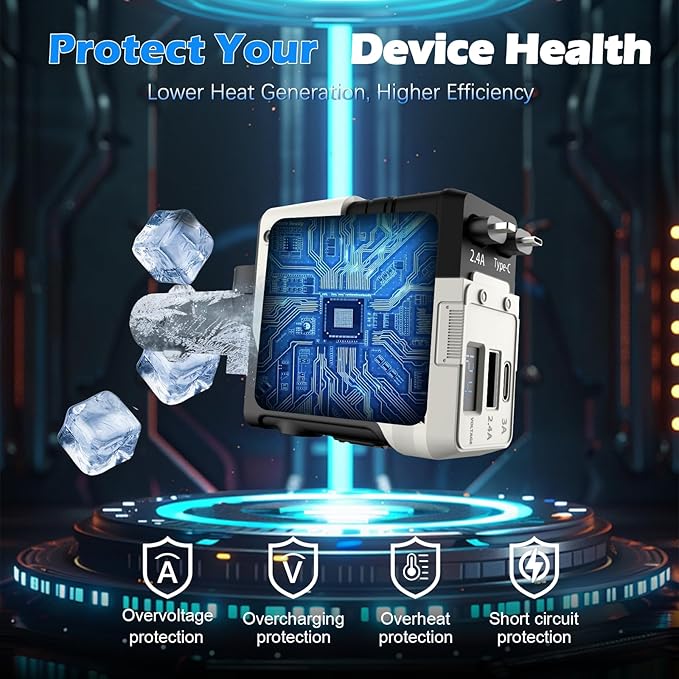 Retractable Car Charger 4 in 1 Ultra Fast with 2 Retractable Cables