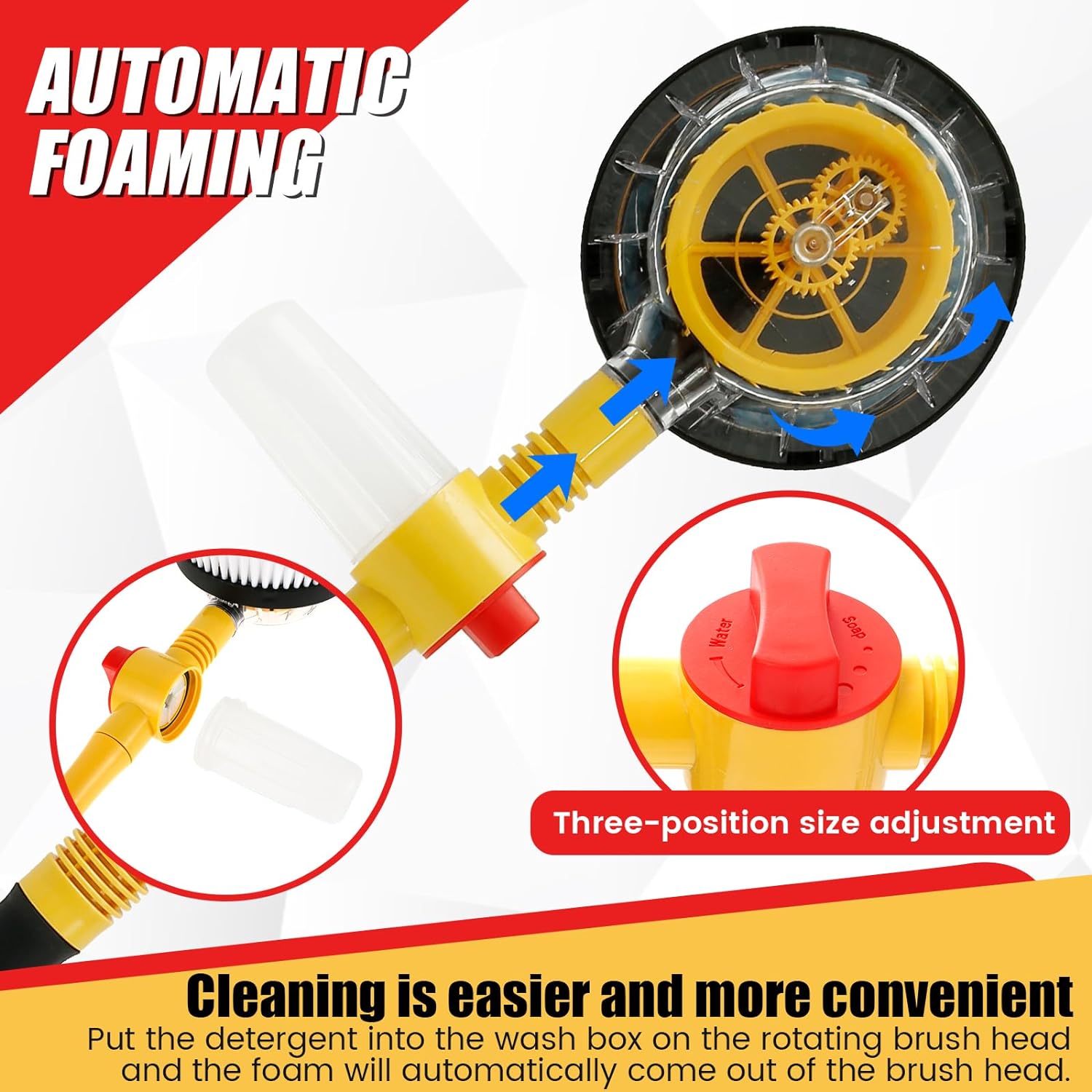 Car Wash Brush Kit 360° Auto Rotating Car Cleaning Brush with Foam Bottle 39'' Long Handle Chenille Car Cleaning Brush Mop High Pressure Car Scrub Brush With Hose Attachment