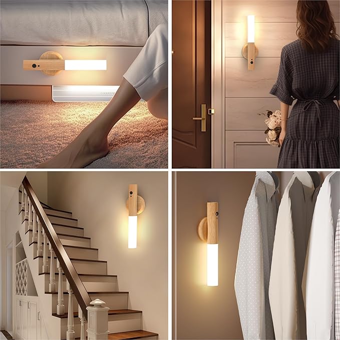 Wooden Wall Light with Motion Sensor