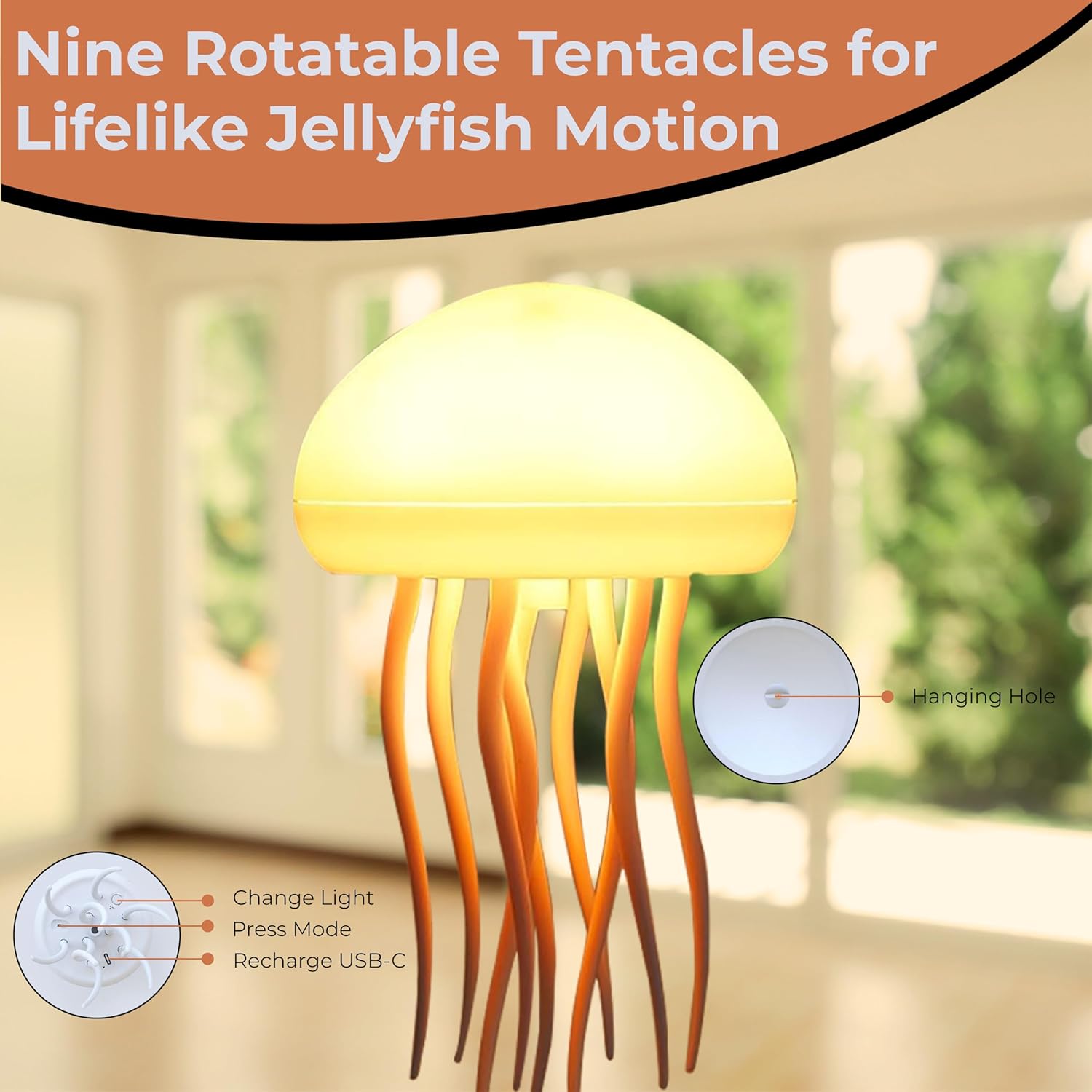 IHAUSS Jelly Fish Light Lamp with Dancing Legs and Changing Color