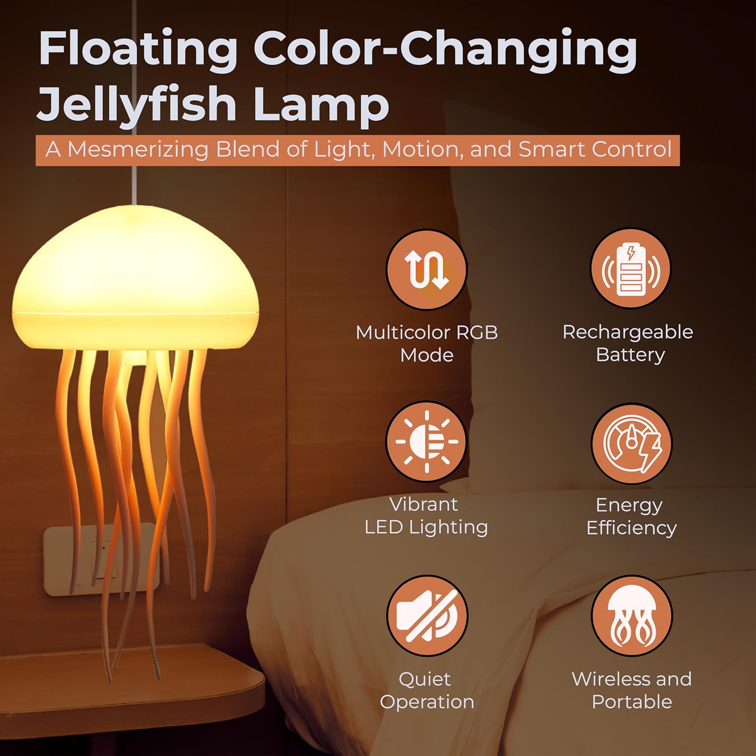 IHAUSS Jelly Fish Light Lamp with Dancing Legs and Changing Color