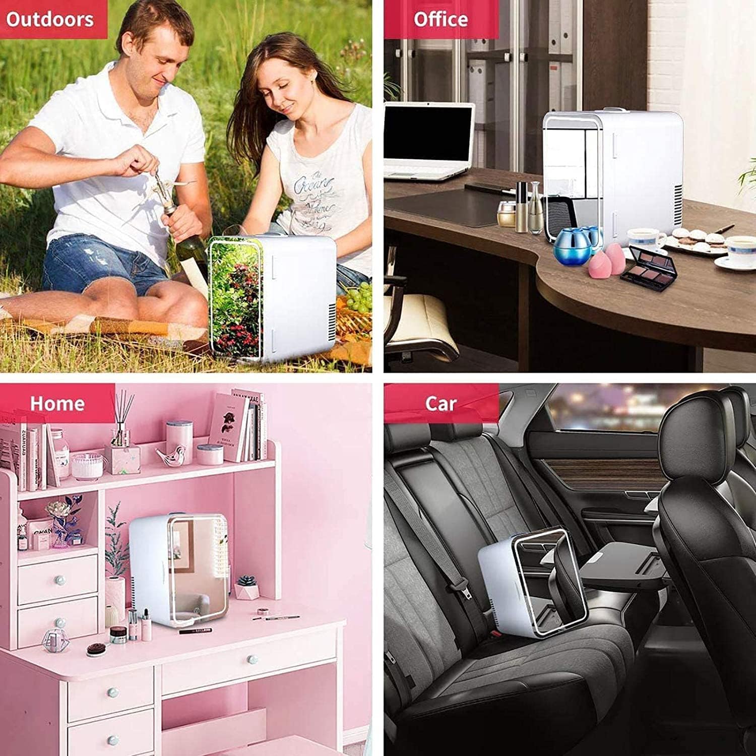 Arabest 8L Mini Makeup Fridge with LED Light Mirror