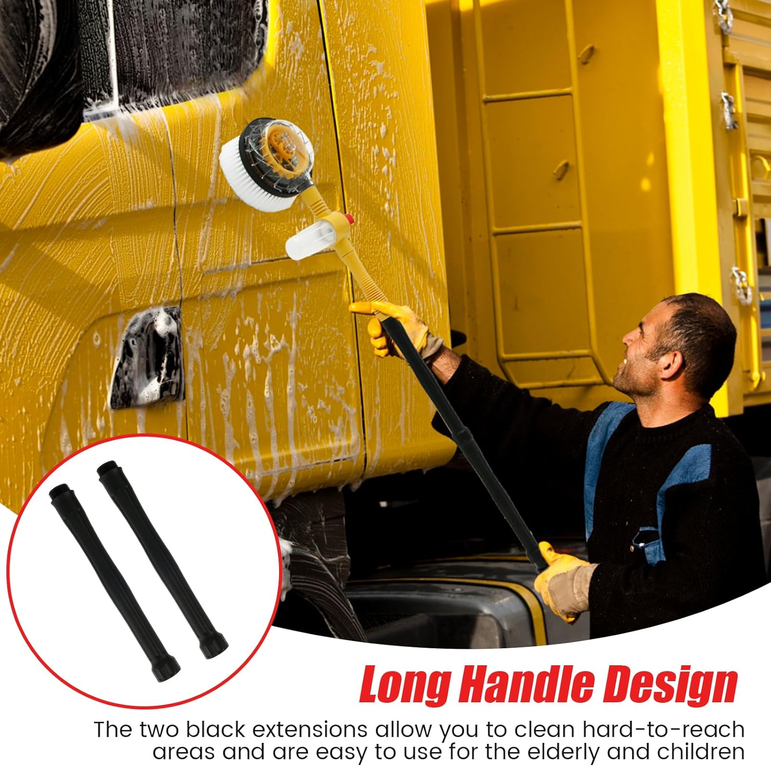 Car Wash Brush Kit 360° Auto Rotating Car Cleaning Brush with Foam Bottle 39'' Long Handle Chenille Car Cleaning Brush Mop High Pressure Car Scrub Brush With Hose Attachment