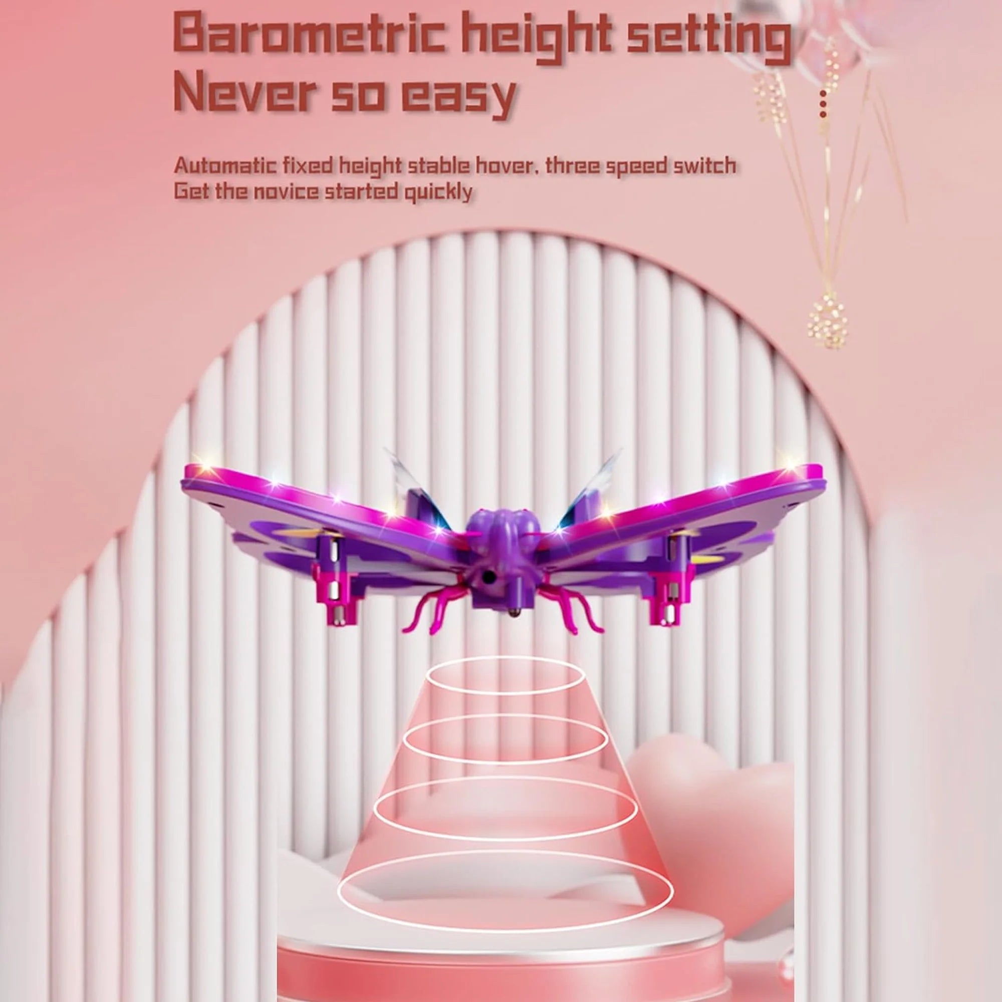 Butterfly Drone for Kids - LED Lights, Altitude Hold, Headless Mode, and 360° Flip RC Quadcopter