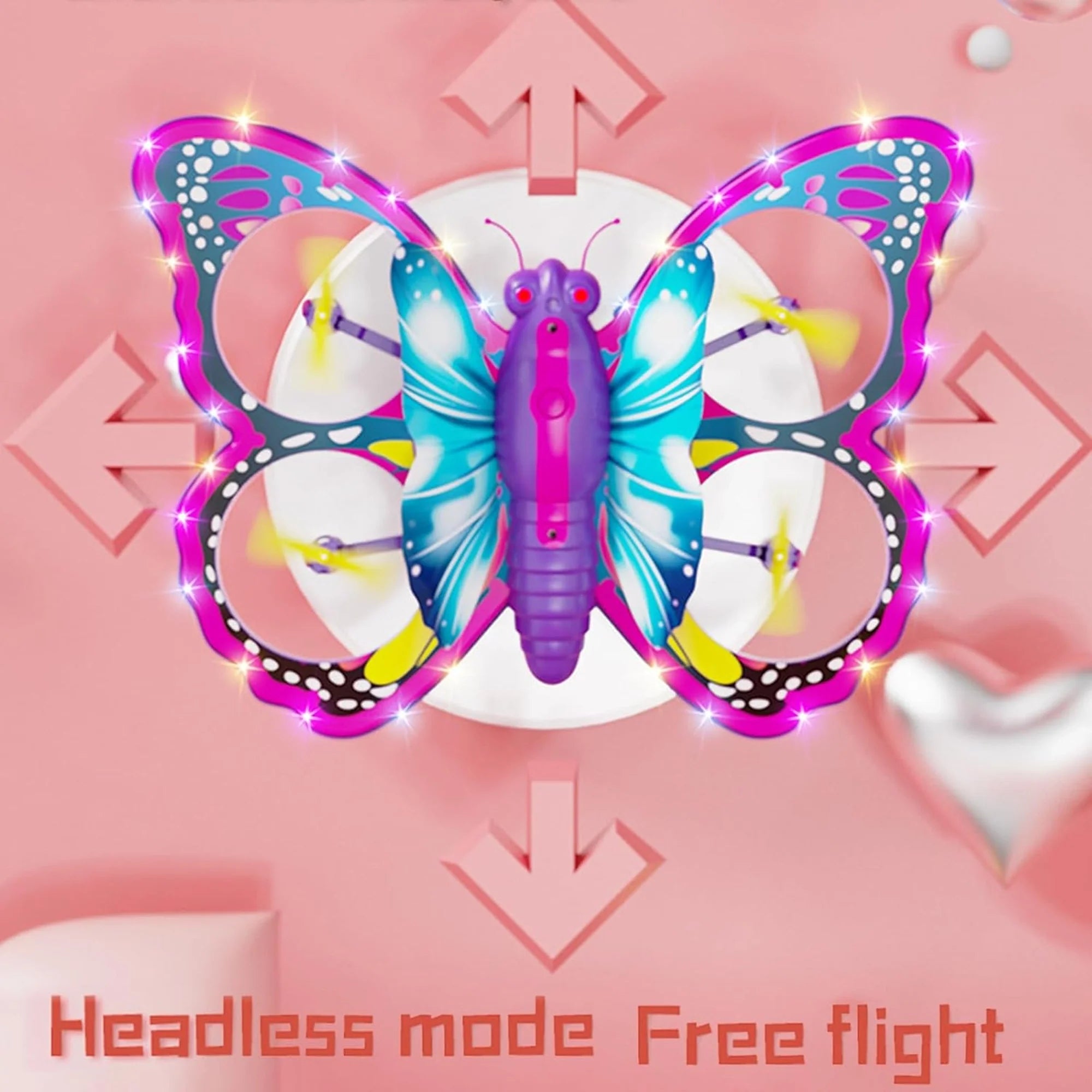 Butterfly Drone for Kids - LED Lights, Altitude Hold, Headless Mode, and 360° Flip RC Quadcopter