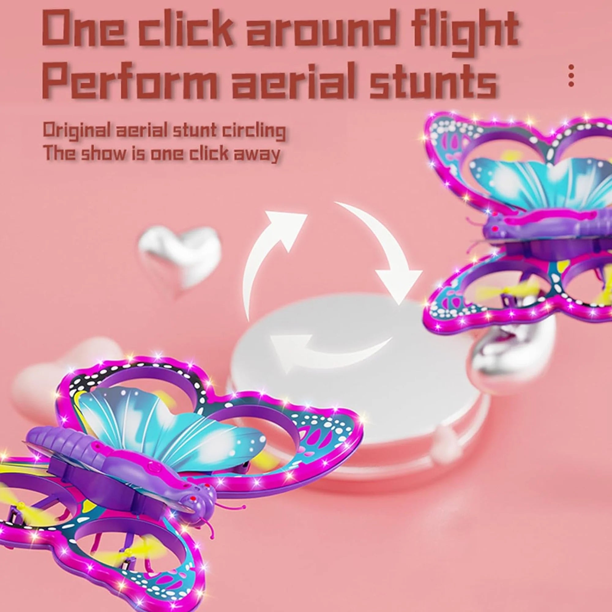 Butterfly Drone for Kids - LED Lights, Altitude Hold, Headless Mode, and 360° Flip RC Quadcopter