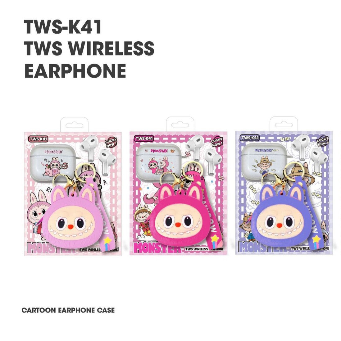 Labubu Design Airpods Pro Blutooth+ Airpod case+ Labubu keychain