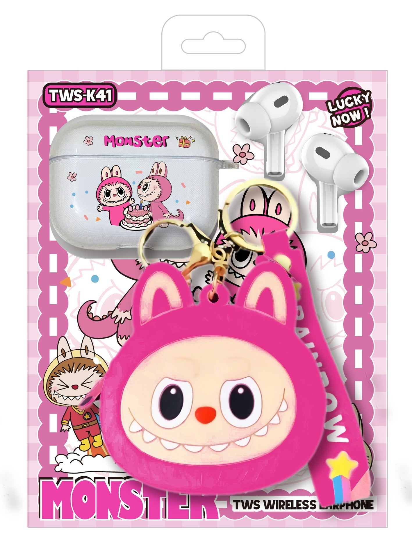 Labubu Design Airpods Pro Blutooth+ Airpod case+ Labubu keychain