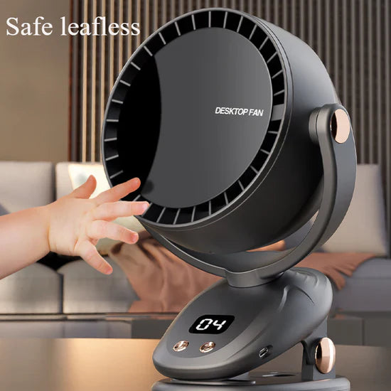 Portable bladeless fan with rechargeable battery and USB charging