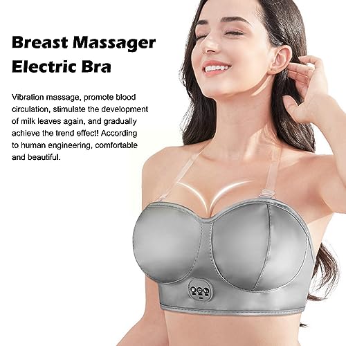 ERICSF Smart Electric Breast Massager USB Rechargeable Bra with Smart Heating Function - Breast Massager for Breast Growth and Firming (Gray)